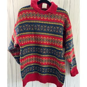 Rare Laura Ashley Vintage 80's Wool Great Britain Christmas Sweater One size